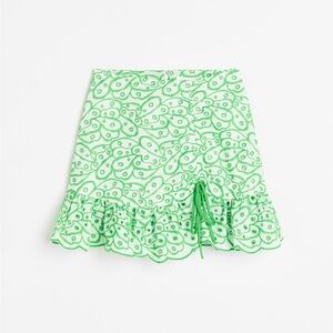 H&M Drawstring-Detail Skirt with Eyelet Embroidery
